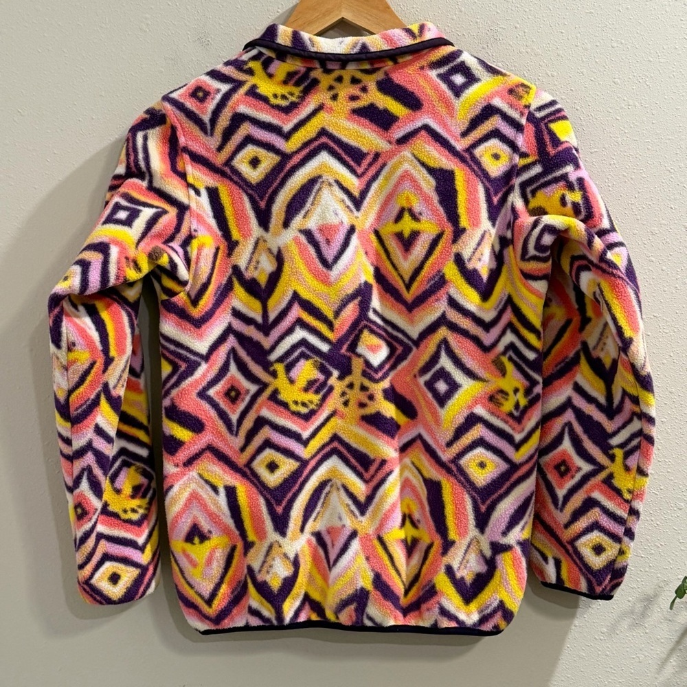 Patagonia Girls’ Large(12) Raven Tapestry Lightweight Synchilla Snap-T Pullover - Picture 2 of 7
